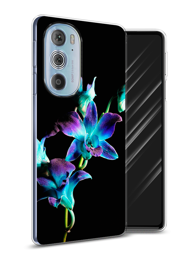 

Чехол Awog на Motorola Edge 30 Pro "Синий цветок на черном", Разноцветный, 243350-8