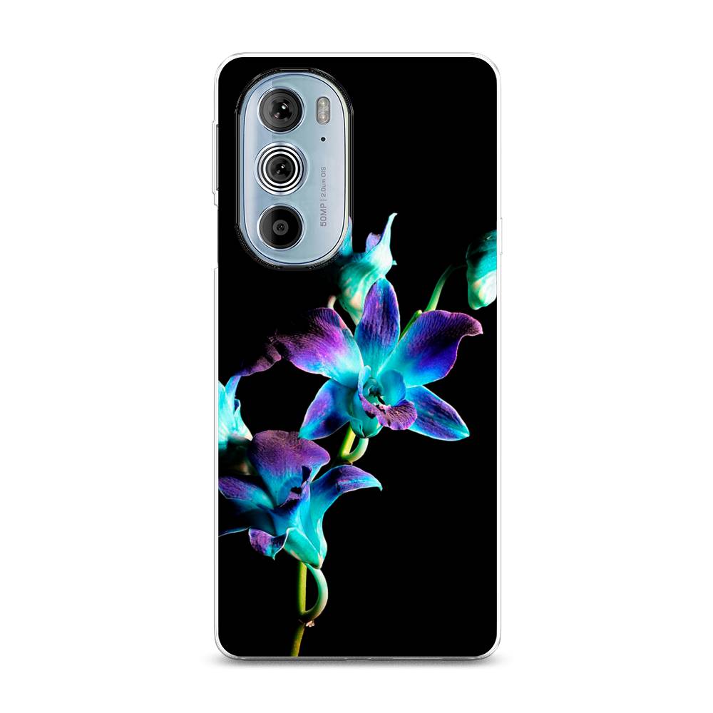 фото Силиконовый чехол "синий цветок на черном" на motorola edge 30 pro awog
