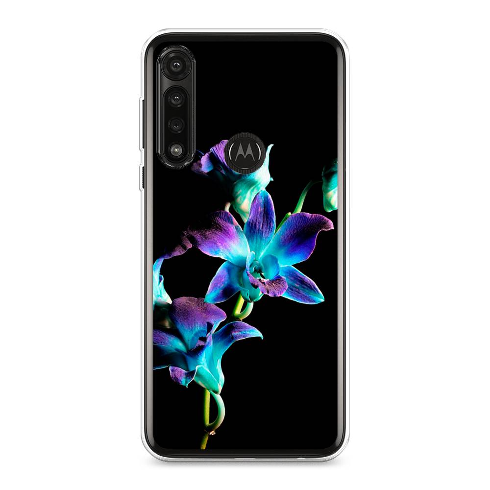 фото Силиконовый чехол "синий цветок на черном" на motorola moto g power 2020 awog