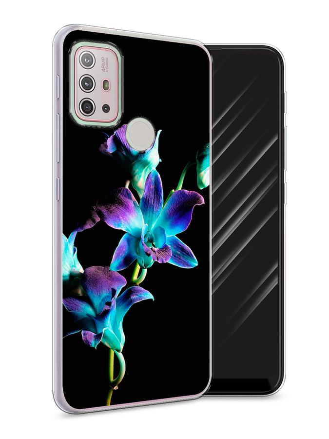 

Чехол Awog на Lenovo K13 Note/Motorola Moto G10/G20/G30 "Синий цветок на черном", Разноцветный, 242150-8