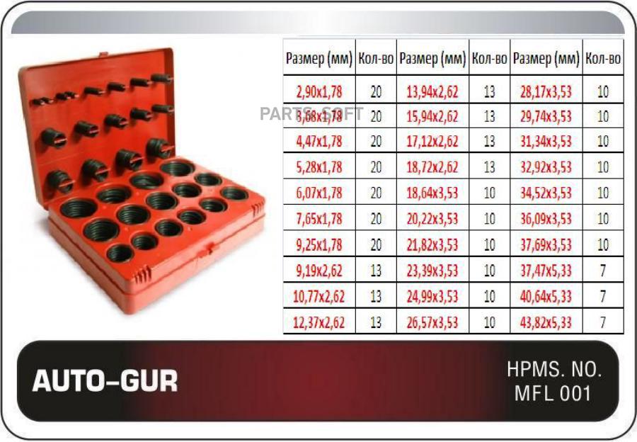 

AUTO-GUR ORINGKIT4 Набор уплотнительных колец O-Ring 382 ШТУК ЧЁРНЫЕ 1шт