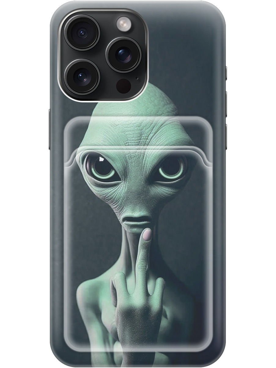 

Силиконовый чехол на Apple iPhone 15 Pro Max с рисунком "Инопланетянин", Зеленый;синий;черный, 20011942