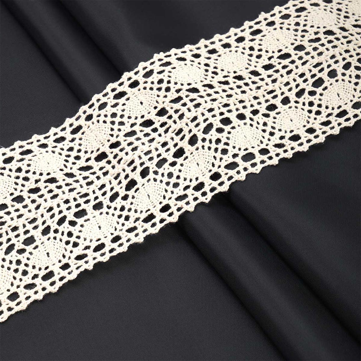 Тесьма вязаная ажурная арт 50-6430012 хб 77 мм25 м двухсторонняя 02 бежевый 3939₽