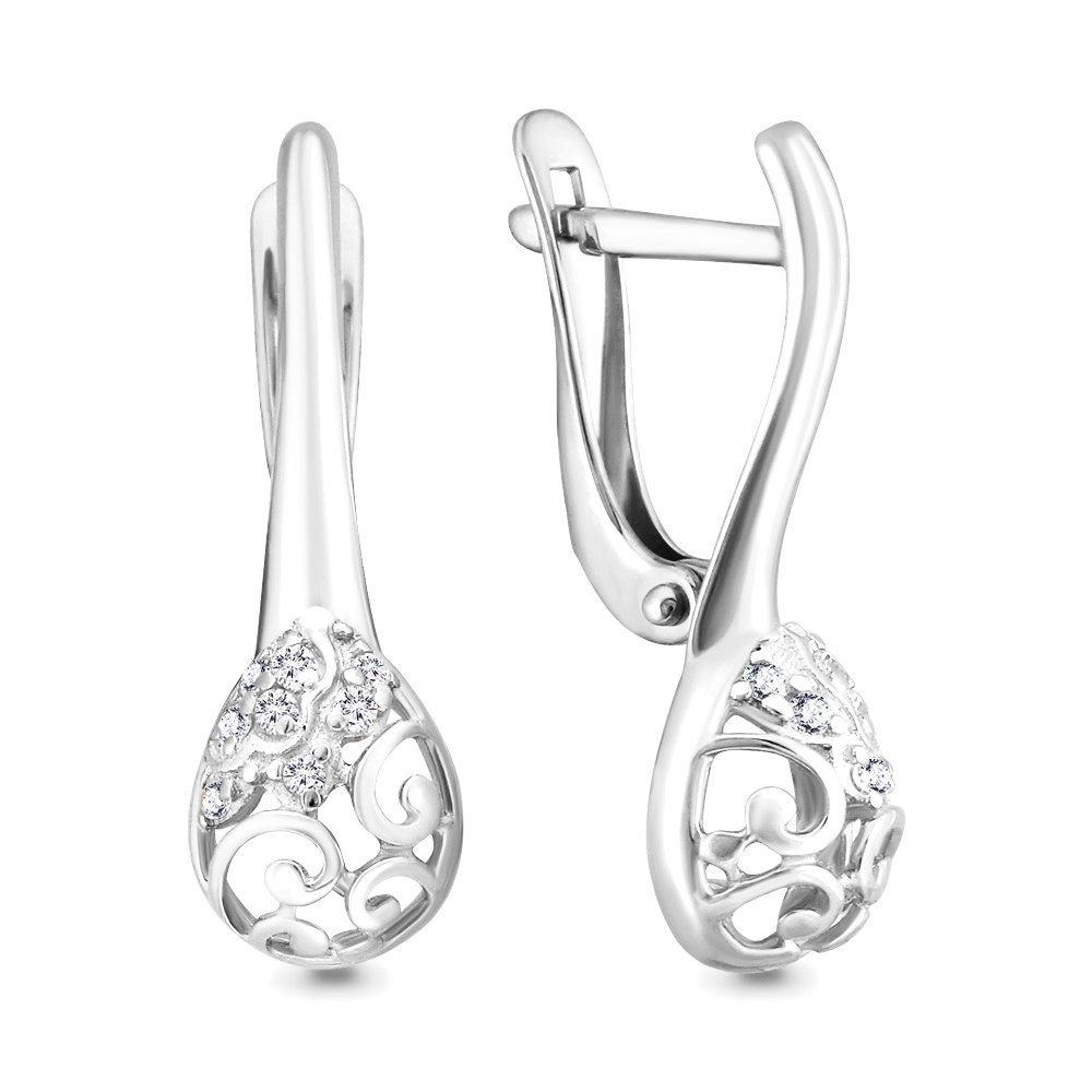 

Серьги из серебра с фианитом Aquamarine 46368А_925_р, 46368А_925_р