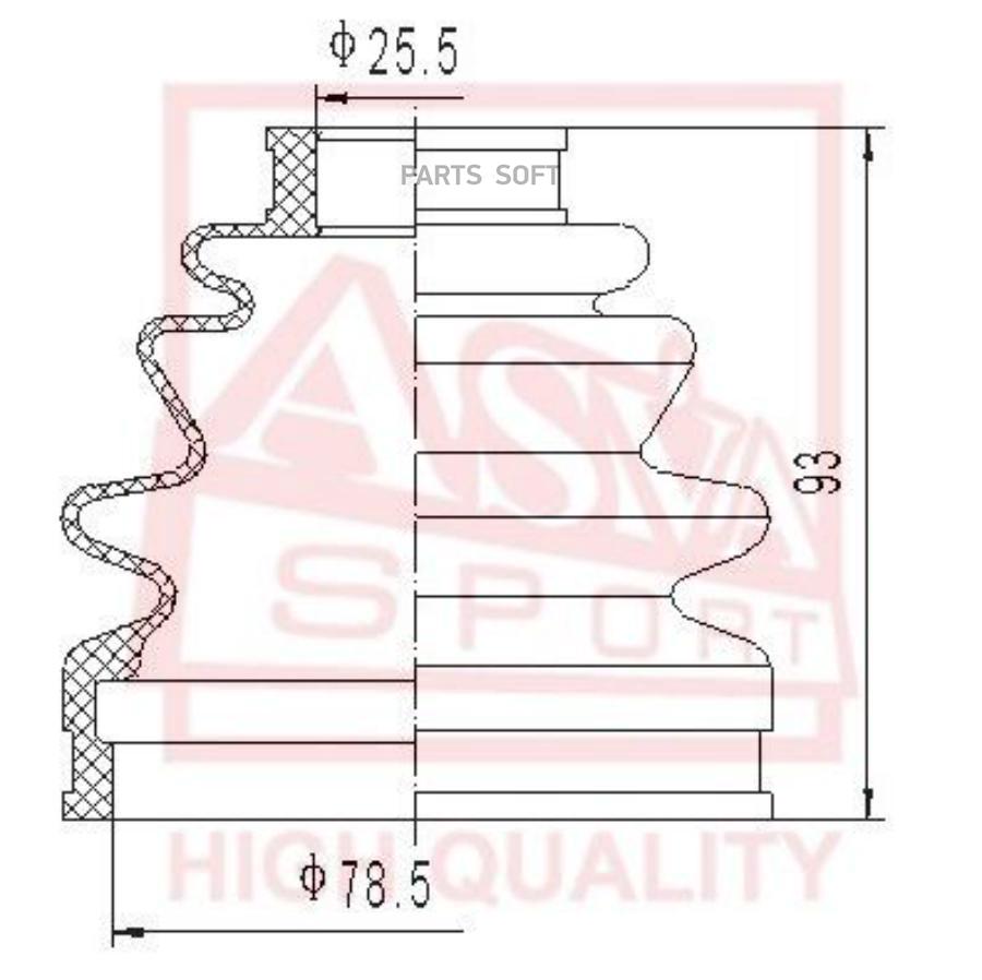 

ASVA ПЫЛЬНИК ШРУСА OB 255X788X93 К-Т ASVA ASBT24