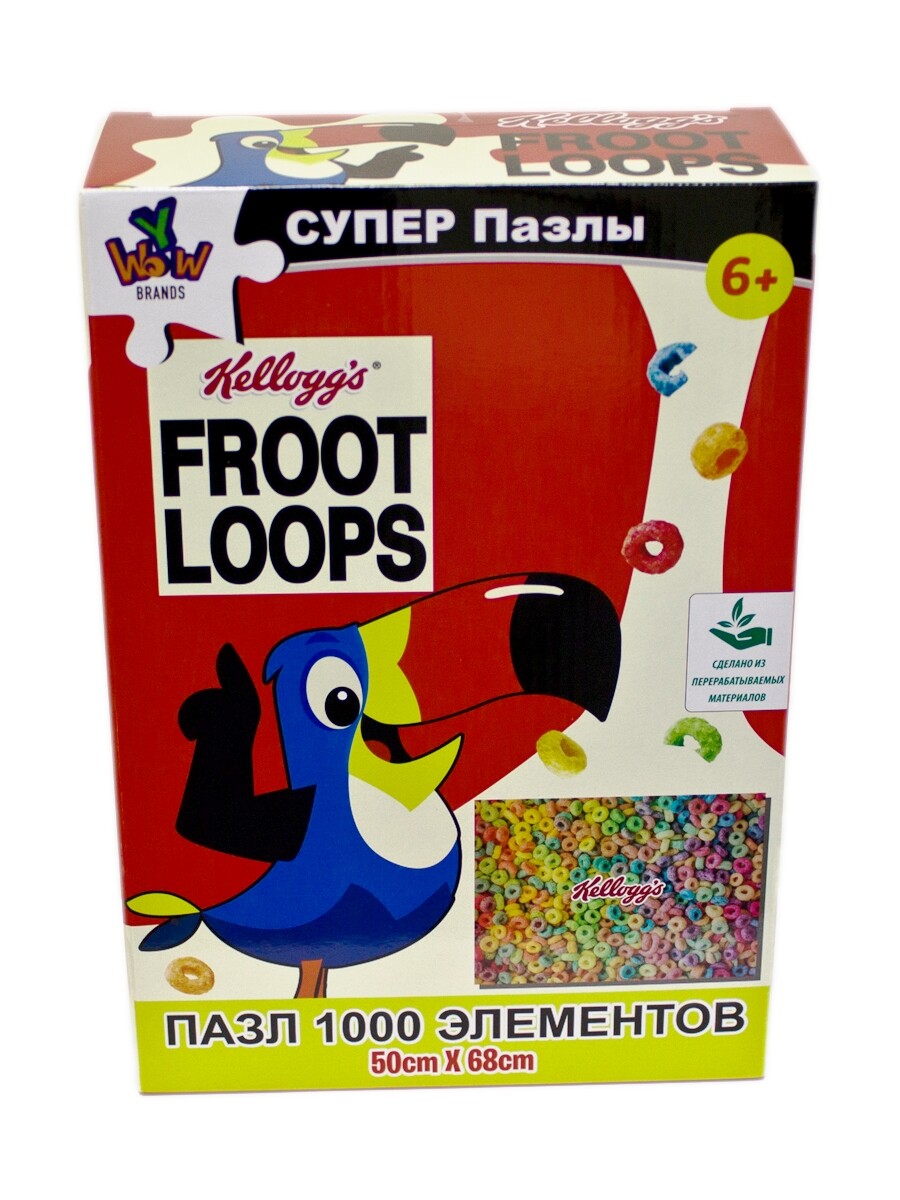 Пазл Kelloggs 50x68 см., 1000 элементов, тип Froot Loops цвет красный 200274B