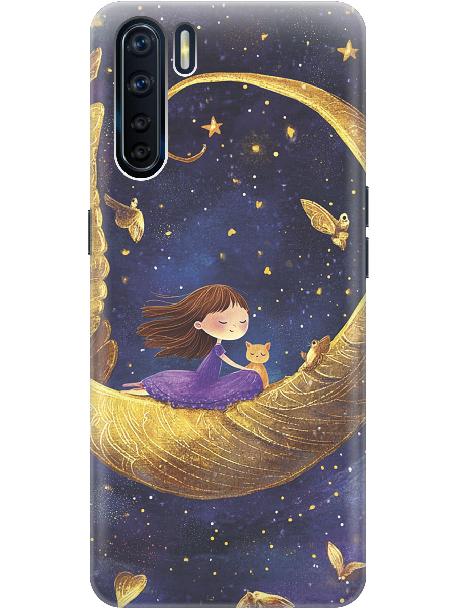 

Силиконовый чехол на OPPO A91 / Reno3 с принтом "Девочка и месяц", 726148872