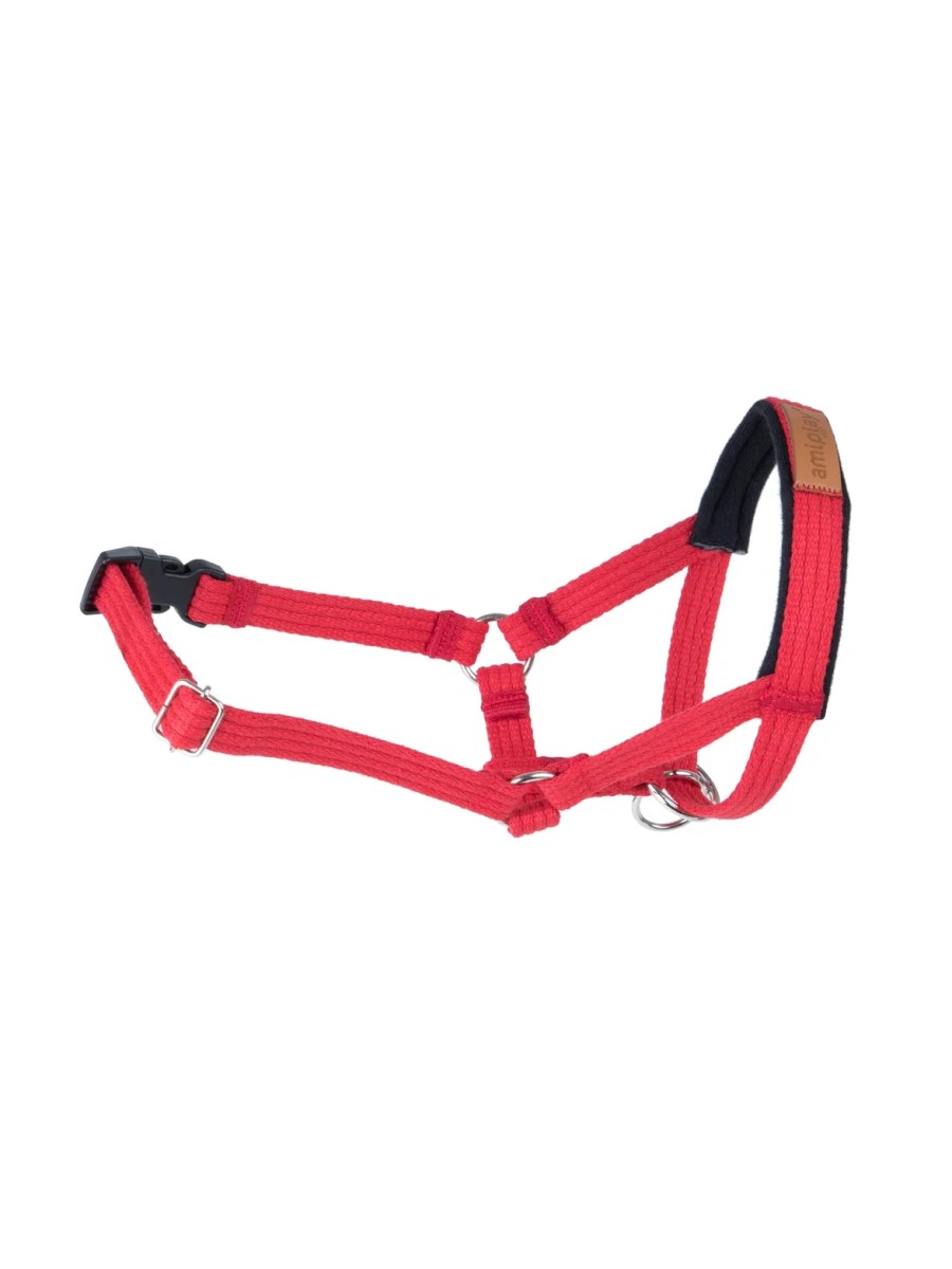 Недоуздок AmiPlay Cotton M Кокер спаниель 17-32х39-50х1,5 см, красный