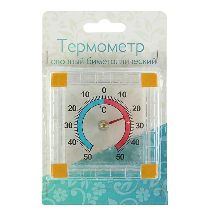 фото Термометр оконный тбб биметалический t -50 + 50 с квадратный в блистере теропром
