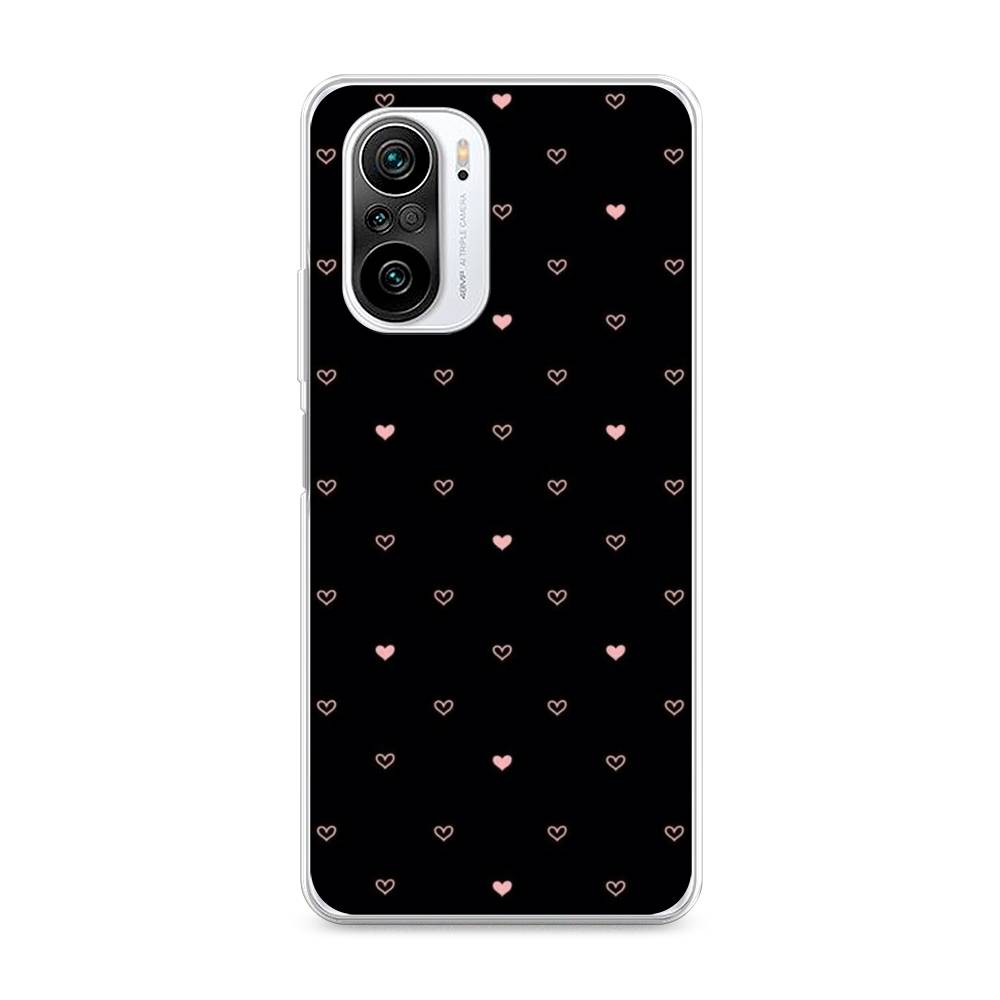 

Чехол Awog на Xiaomi Redmi K40 "Черный фон и сердечки", Разноцветный, 310950-3