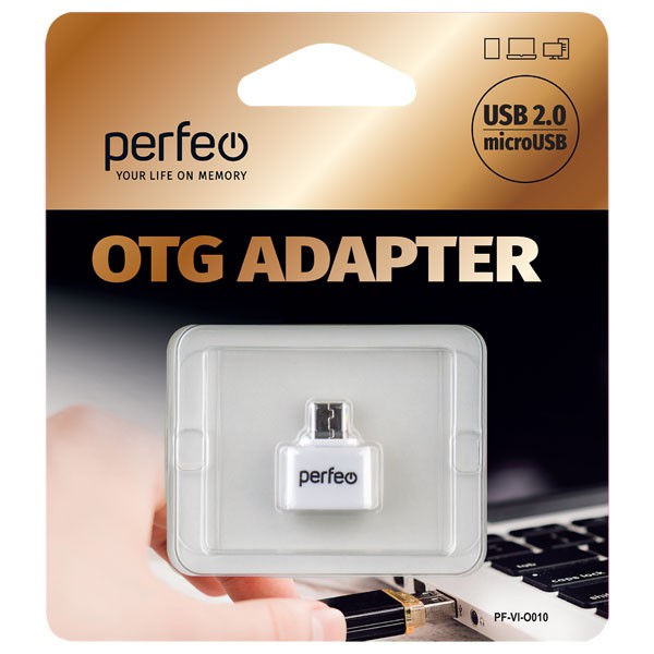 

Адаптер Perfeo USB на micro USB c OTG (PF-VI-O010 White) белый