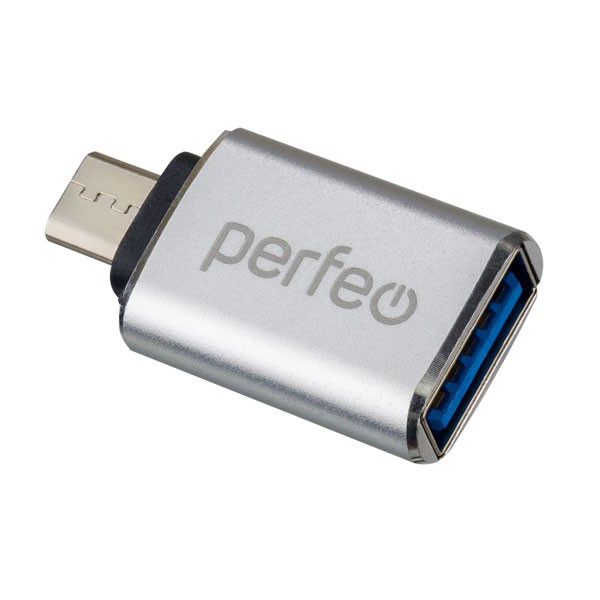 

Адаптер Perfeo USB на micro USB c OTG, 3.0 (PF-VI-O012 Silver) серебряный