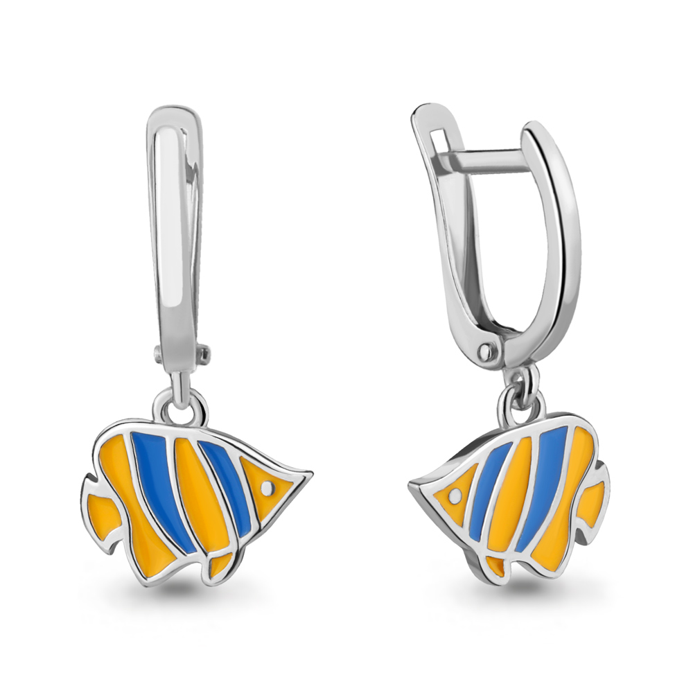 

Серьги подвески из серебра с эмалью Aquamarine 33658, 33658