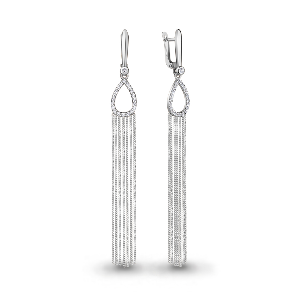 

Серьги подвески из серебра с фианитом Aquamarine 48534А.5, 48534А.5