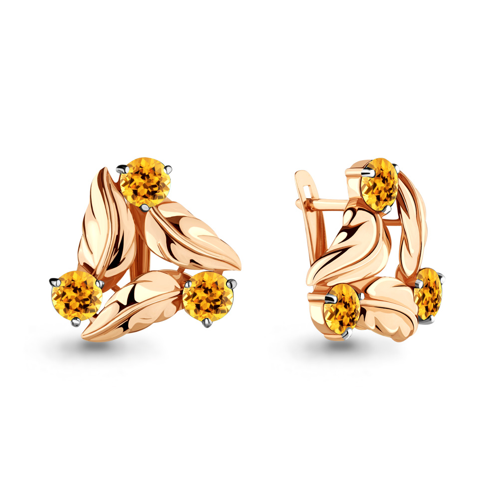 

Серьги из серебра с цитрином Aquamarine 4641806_925_з, 4641806_925_з