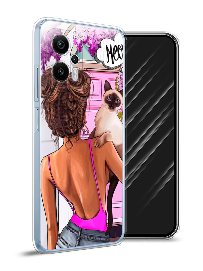 

Чехол Awog на Redmi Note 12T Pro "Девушка с кошкой", Розовый;коричневый, 319150-7