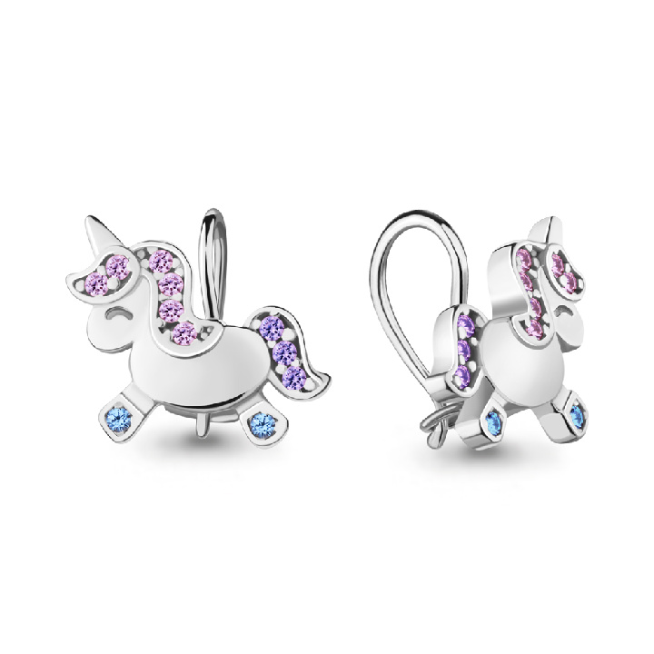 

Серьги из серебра с фианитом/шпинелью Aquamarine 48657БВД.5, 48657БВД.5