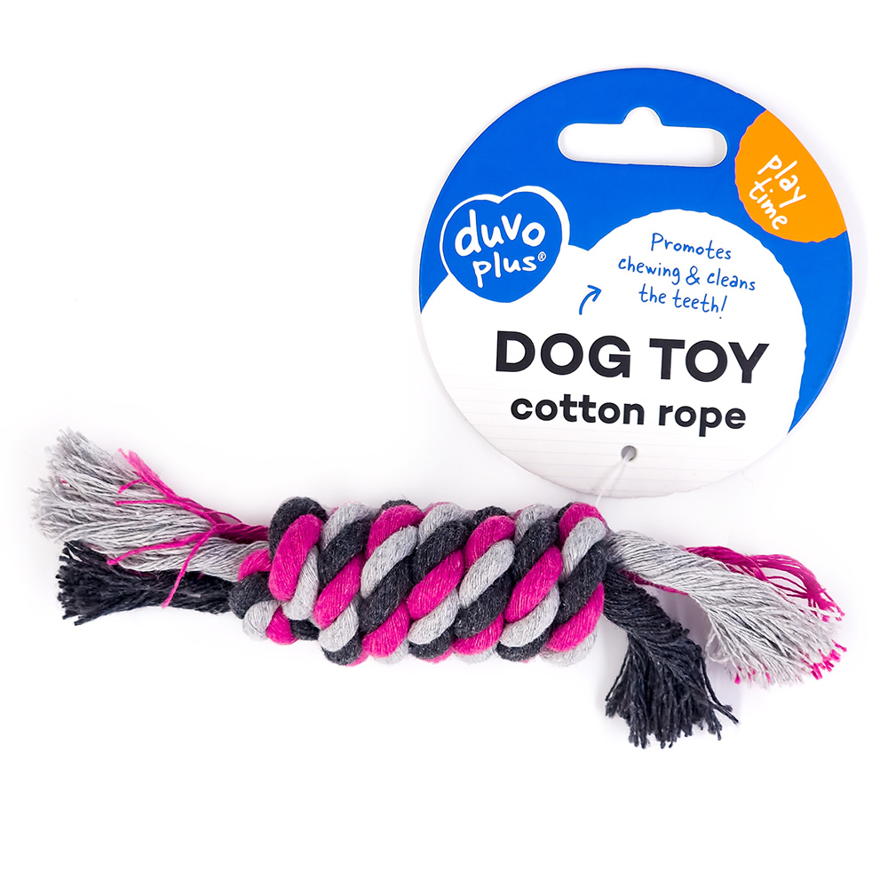 фото Игрушка для собак duvo+ веревочная с усиленным центром розовая 13 см