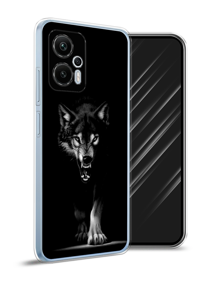 

Чехол Awog на Redmi Note 12T Pro "Волк выходит из ночи", Серый;черный;белый, 319150-1