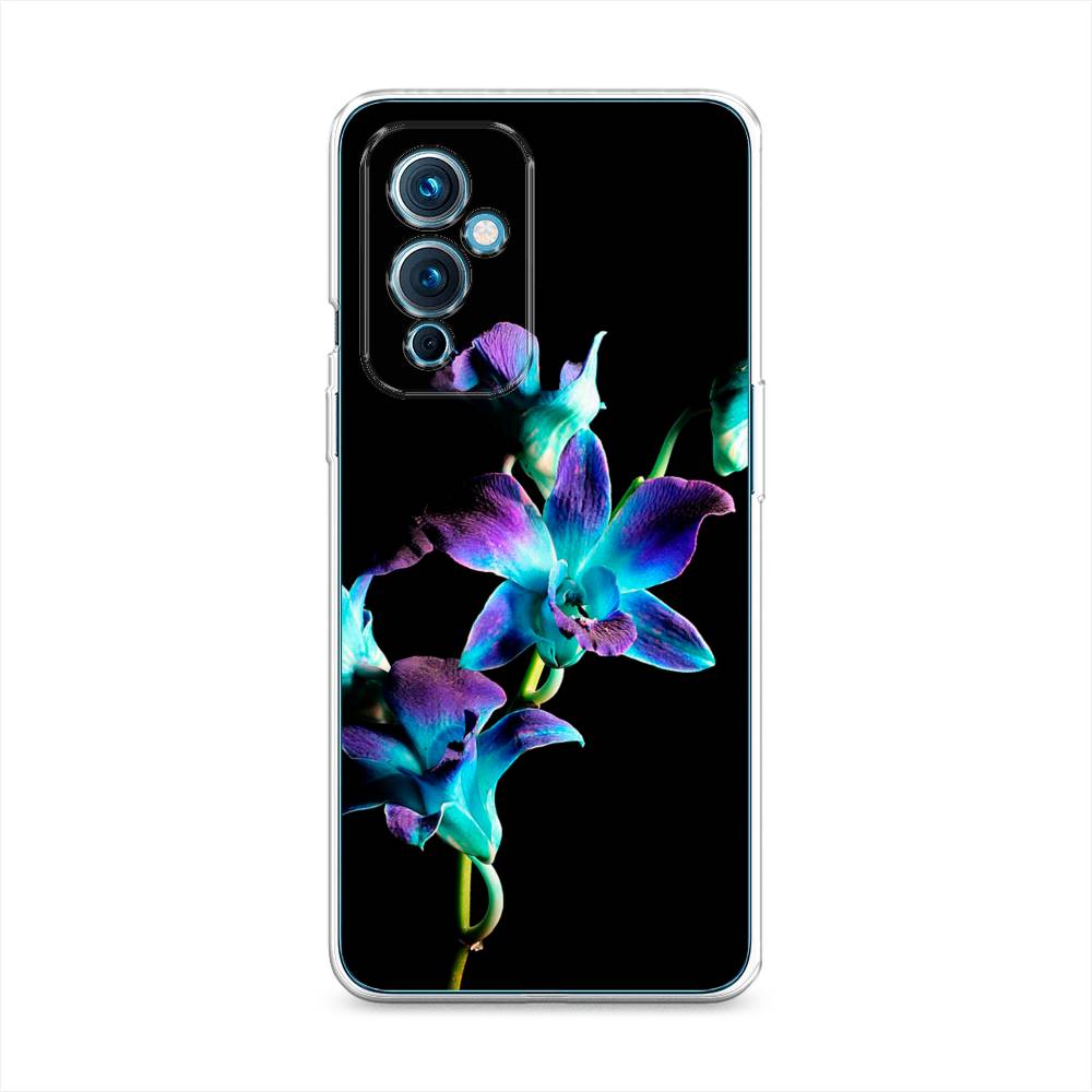 фото Силиконовый чехол "синий цветок на черном" на oneplus 9 le2110 awog