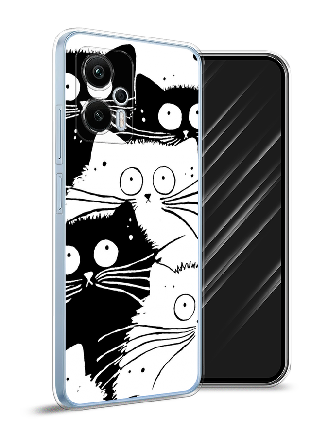 

Чехол Awog на Redmi Note 12T Pro "Коты черно-белые", Черный;белый, 319150-2