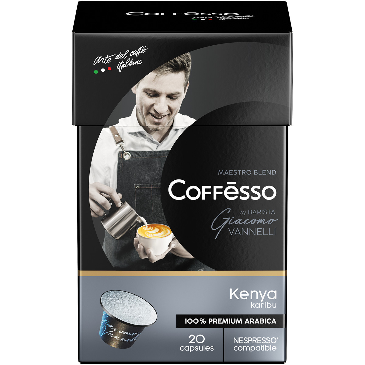 фото Кофе в капсулах coffesso "vannelli black kenia", для кофемашины nespresso, 20 шт