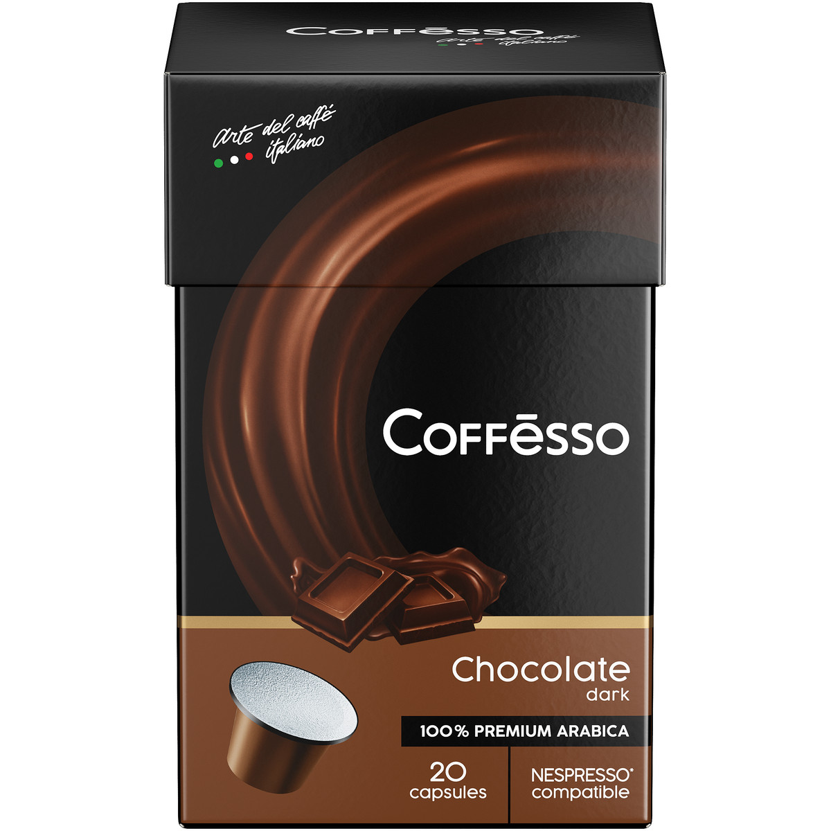 фото Кофе в капсулах coffesso dark chocolate, для кофемашины nespresso, ароматизированный, 20шт