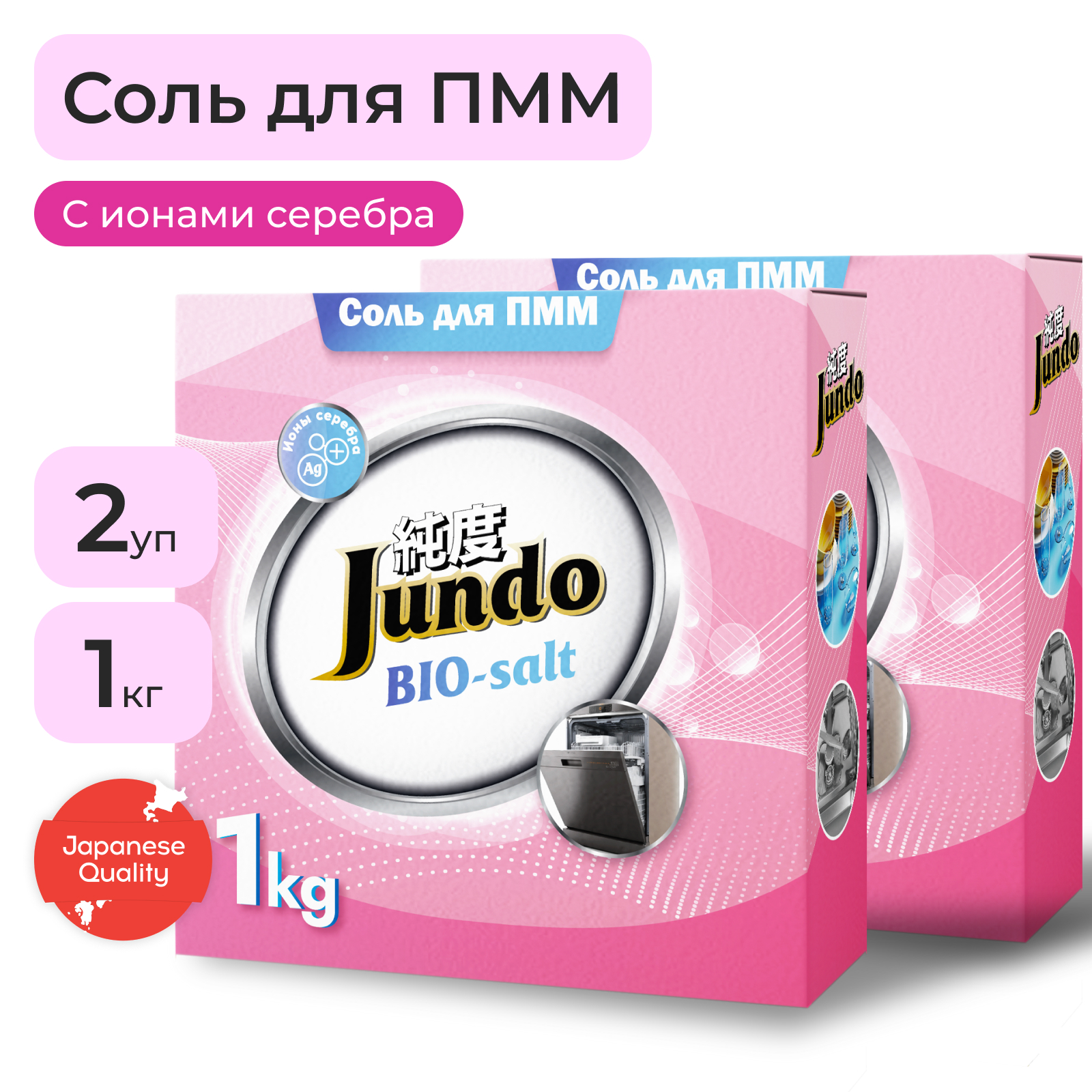 Соль для посудомоечной машины Jundo Dishwasher Salt, 1 кг * 2 шт