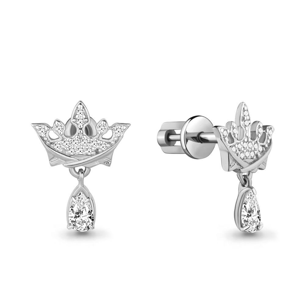 

Серьги из серебра с фианитом Aquamarine 46455А_925_р, 46455А_925_р