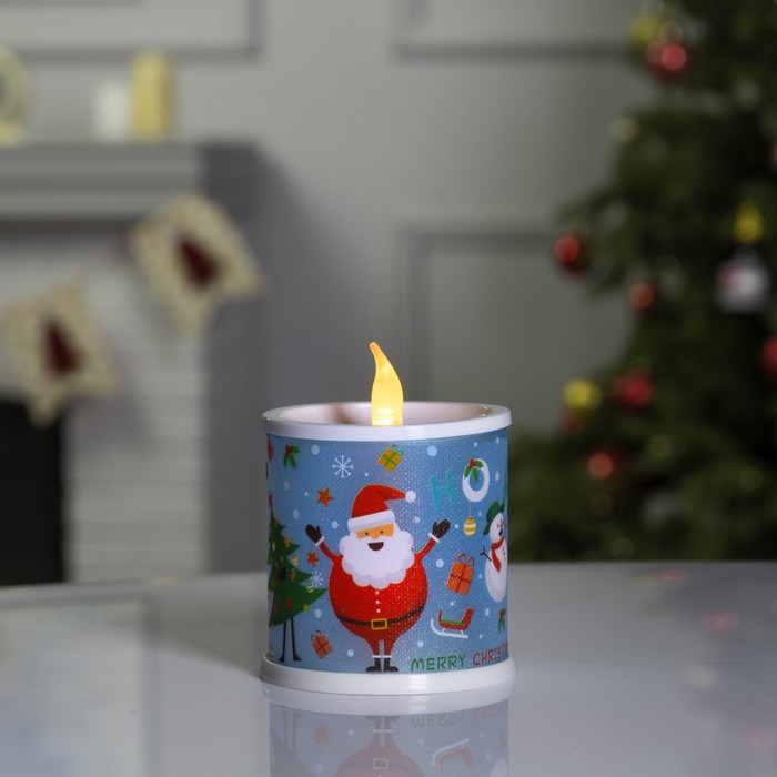 фото Светодиодная фигура свеча с дедом морозом 7.5 × 10 × 7.5 см, пластик, батарейки ag13х3, nobrand