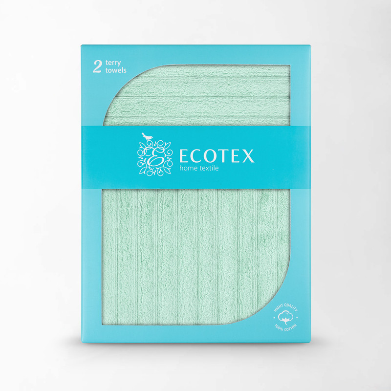 Набор полотенец махровых Ecotex Лайфстайл, 90x50, 130x70, мятный