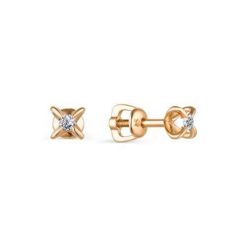 

Серьги-пусеты из красного золота с бриллиантом АЛЬКОР 23606-100, 23606-100