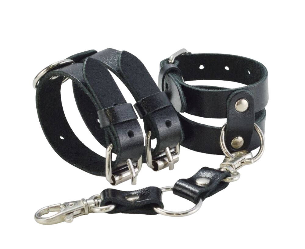 Черные наручники  Грация  с пряжками