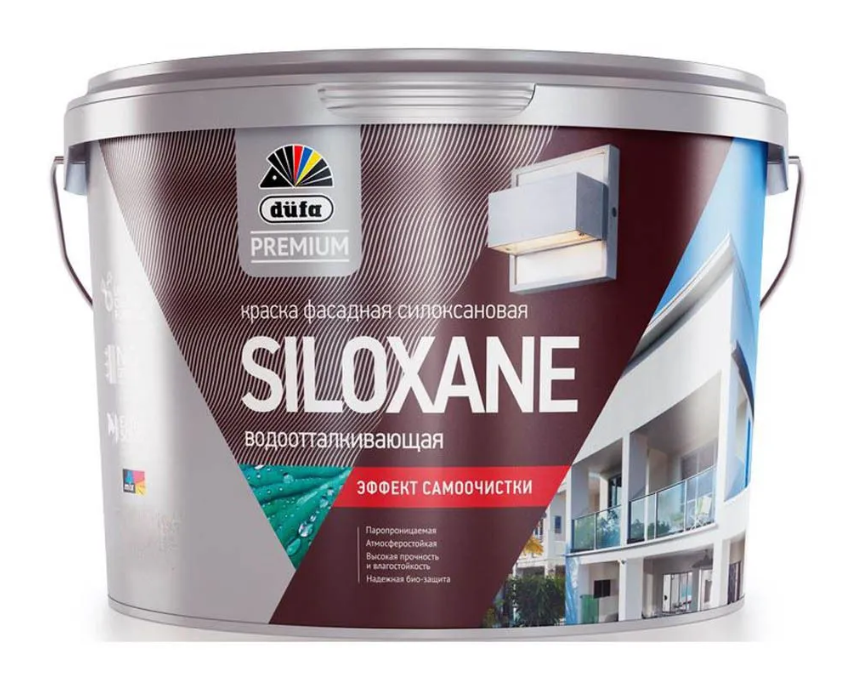 Краска фасадная акрил-силоксановая Dufa Premium Siloxane база 3 9 л. финишное сопло низкого давления aktispray
