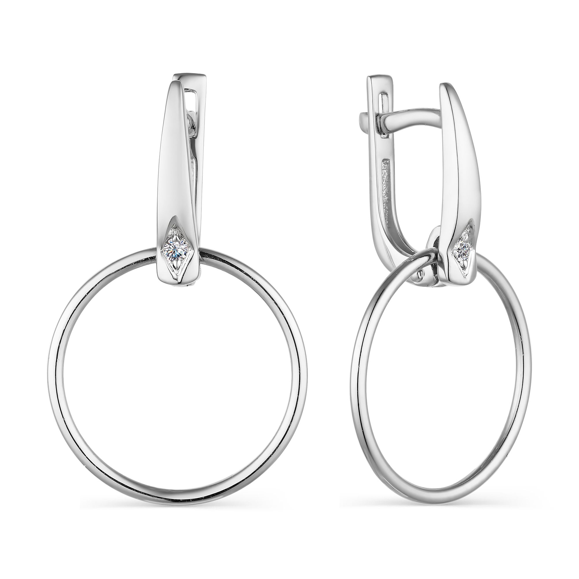 

Серьги подвески из белого золота с бриллиантом АЛЬКОР 23615-200, 23615-200