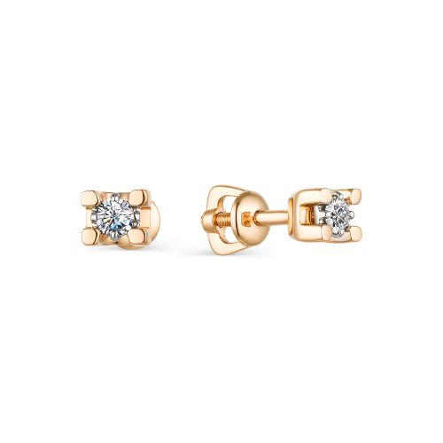 

Серьги-пусеты из красного золота с бриллиантом АЛЬКОР 23650-100, 23650-100