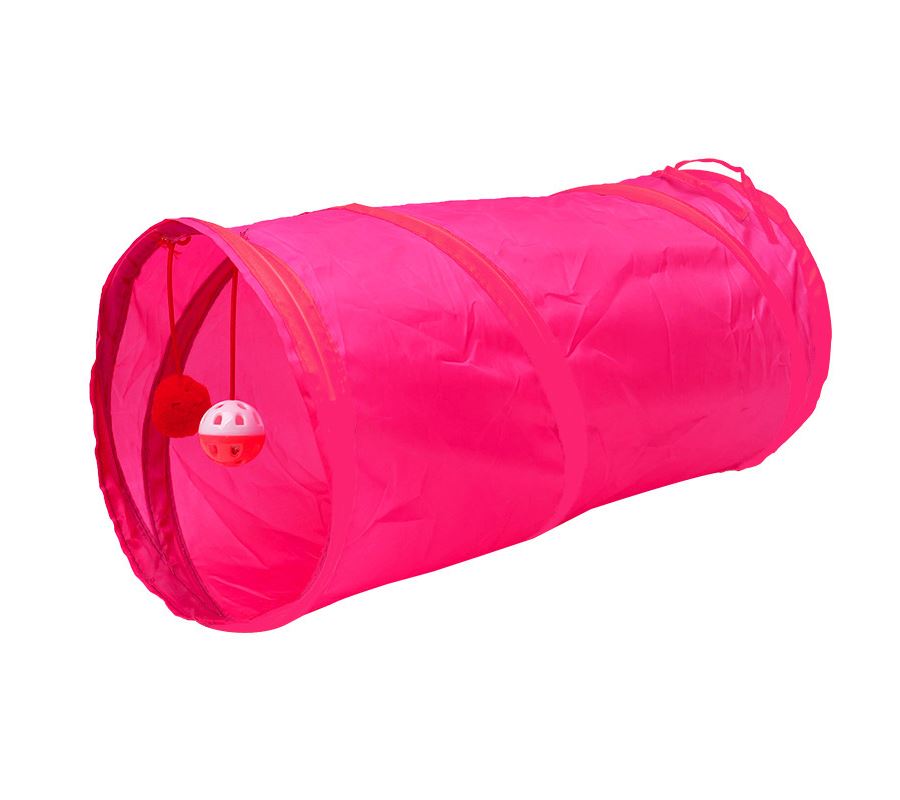 Тоннель для кошек с игрушкой и мячиком Bentfores, розовый, 45 х 25 х 25 см