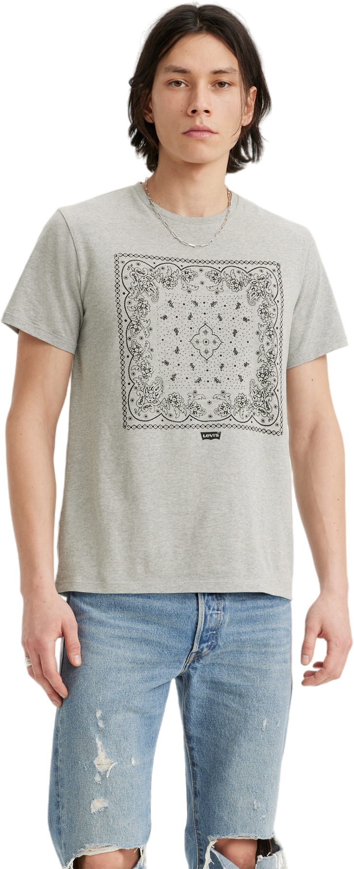 

Футболка мужская LEVIS Men Graphic Crewneck Tee серая S, Серый, Men Graphic Crewneck Tee