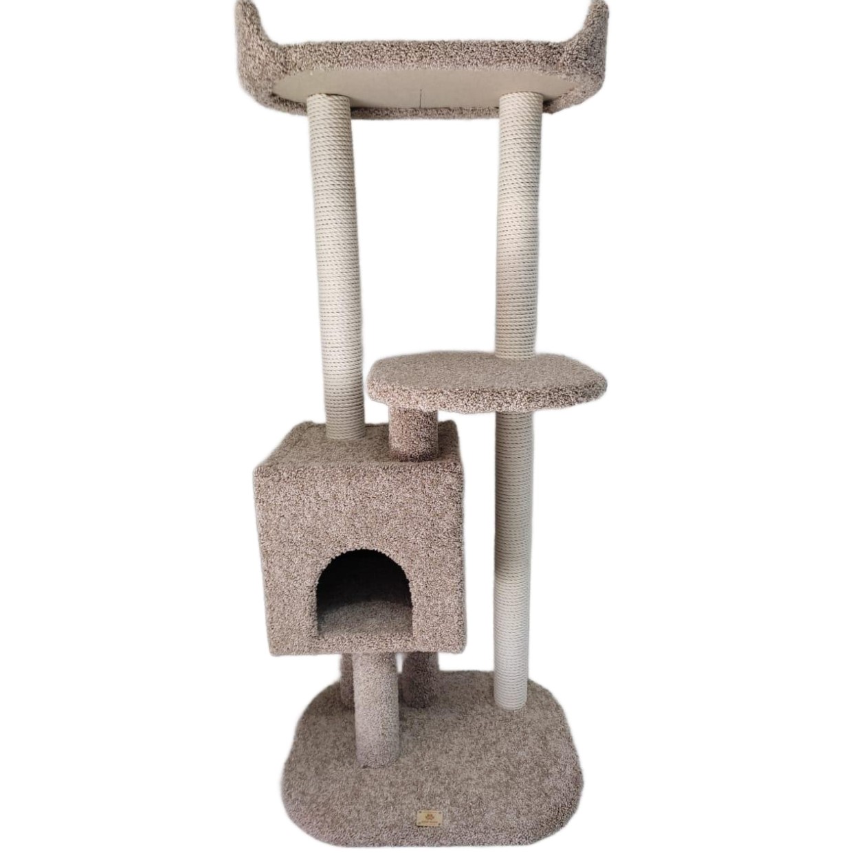 Комплекс для кошек Моя котя Королевский дворец, бежевый, ковролин, джут, ДСП, высота 165см