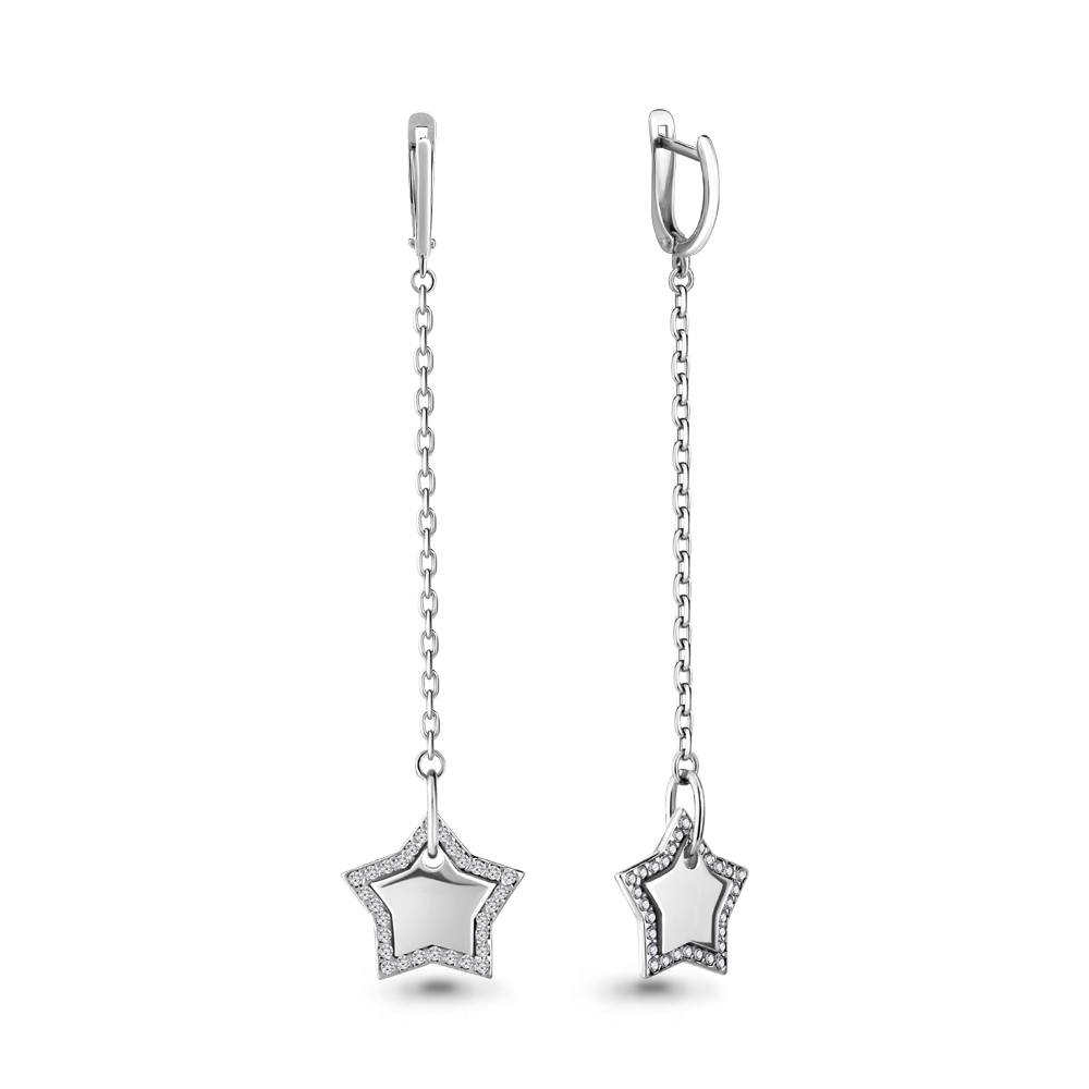 

Серьги из серебра с фианитом Aquamarine 46460А_925_р, 46460А_925_р