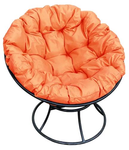 Кресло чёрное M-group Папасан 12010407 оранжевая подушка