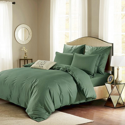 

Постельное бельё Maktex из сатина 2 спальное однотонный Изумрудный, Сатин 2 спальный на резинке