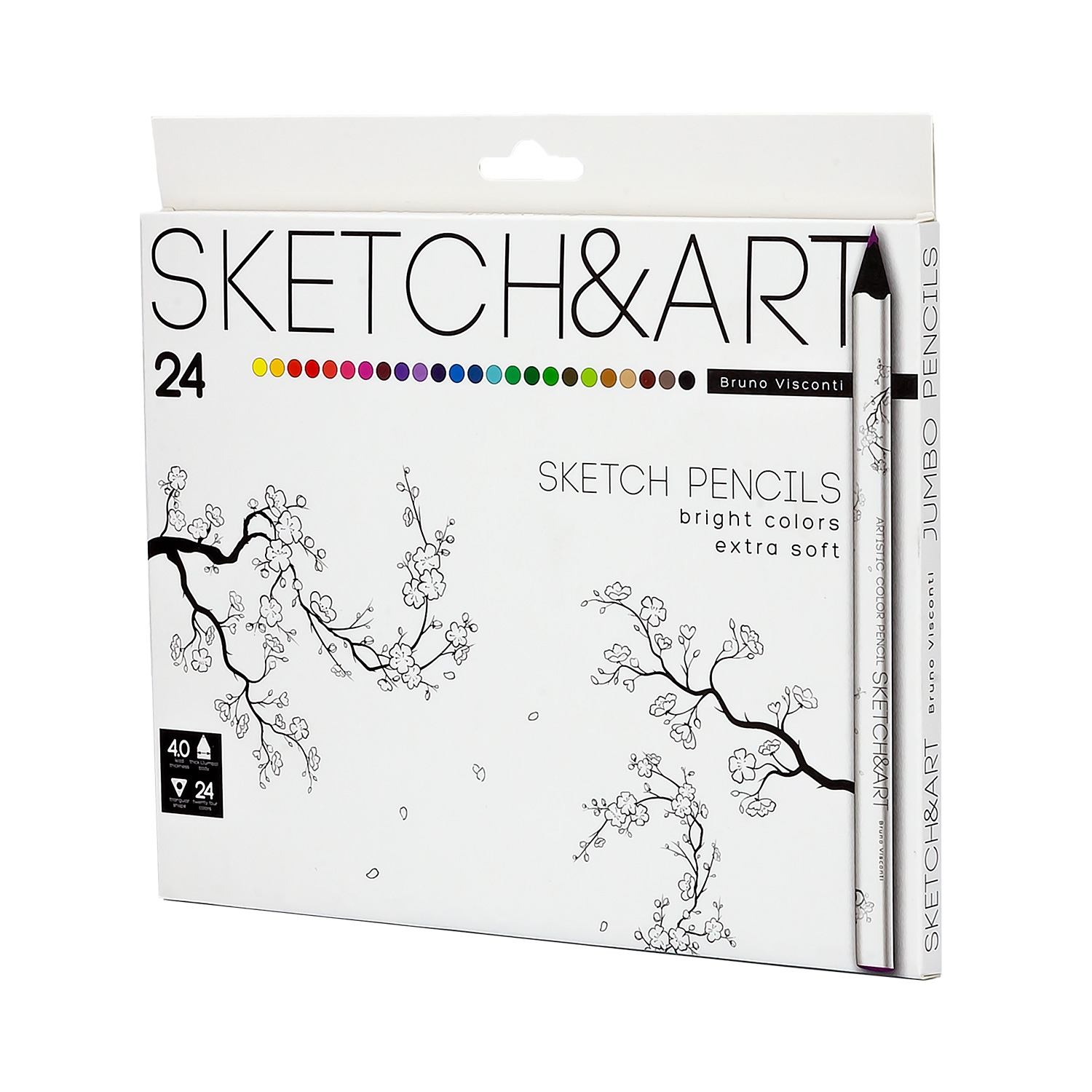 фото Набор карандаши цветные sketchart 24 цв. утолщенные 4 мм. и скетчбук а5, 50 л., 200 гр. bruno visconti