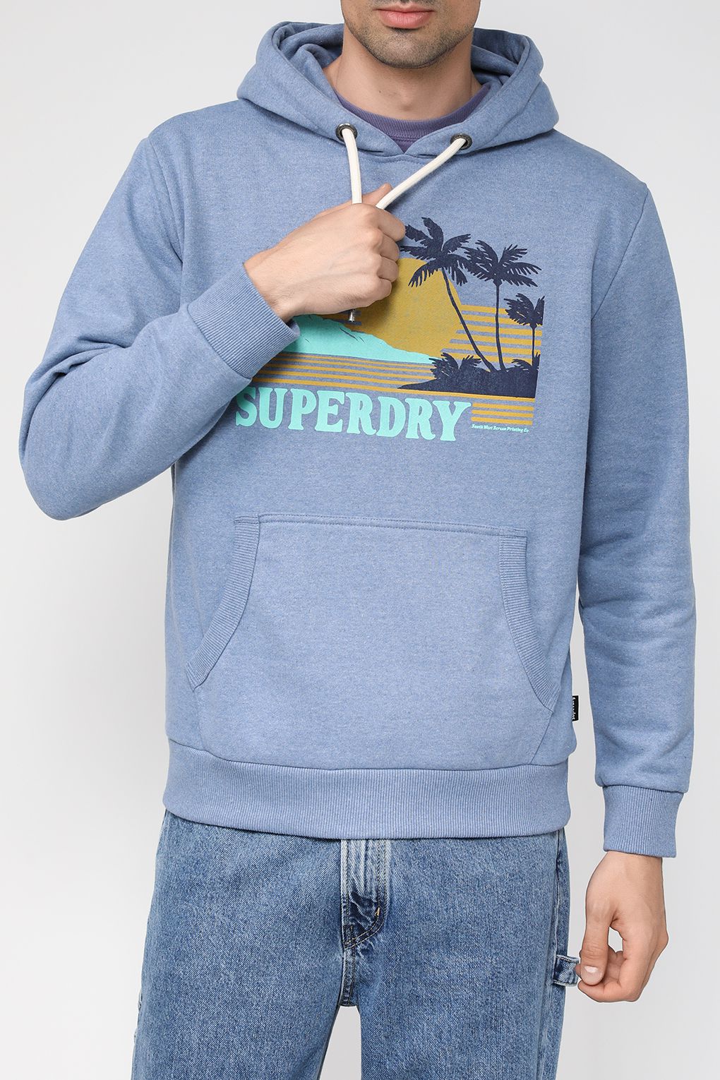 Худи мужское Superdry M2012281A голубое 2XL Великобритания голубой