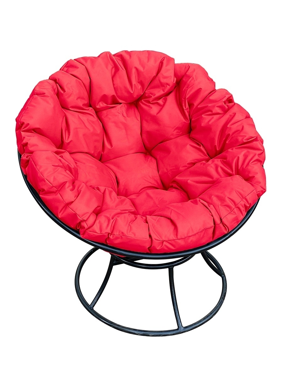 Кресло садовое M-Group Папасан черное 12010406 красная подушка