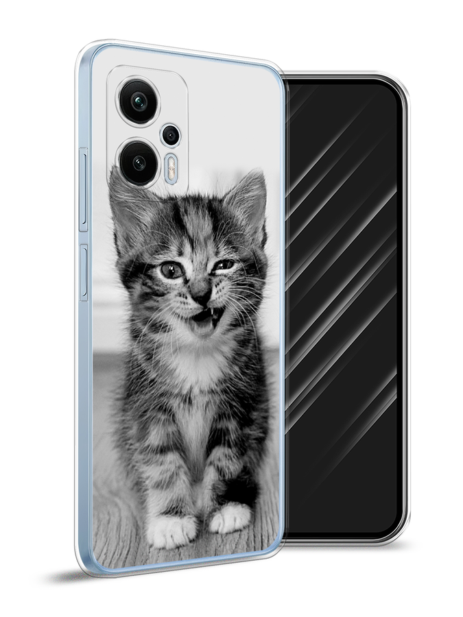

Чехол Awog на Redmi Note 12T Pro "Подмигивающий котенок", Черный;серый, 319150-1