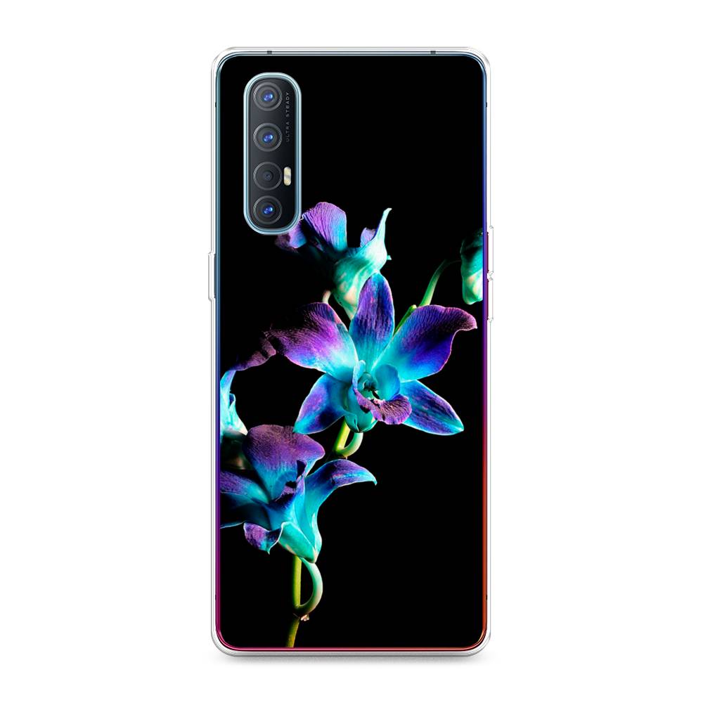 

Чехол Awog на Oppo Reno 3 Pro "Синий цветок на черном", Разноцветный, 252550-8