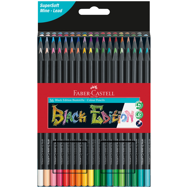 фото Карандаши цветные. faber-castell. black edition. трехгранные. 36 цветов