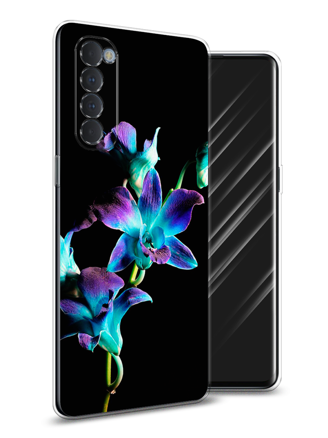 

Чехол Awog на Oppo Reno 4 Pro "Синий цветок на черном", Разноцветный, 258950-8