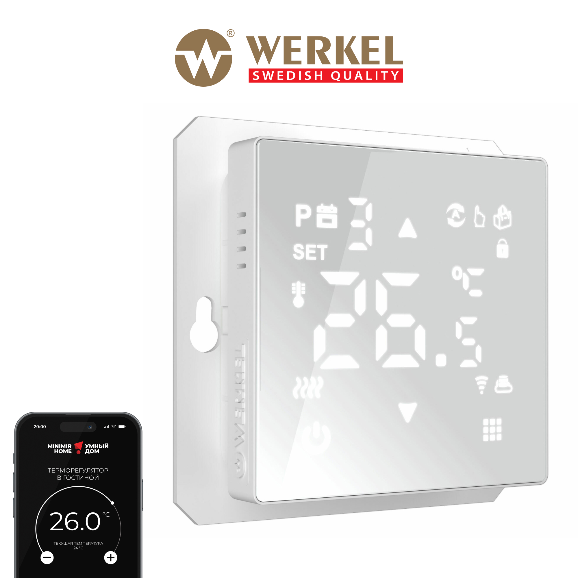 Умный сенсорный терморегулятор для теплого пола Werkel W1151201 белый Minimir Home 24460₽